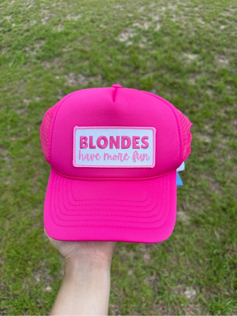 Hot Pink 'Blondes Have More Fun' Women's Trucker Hat